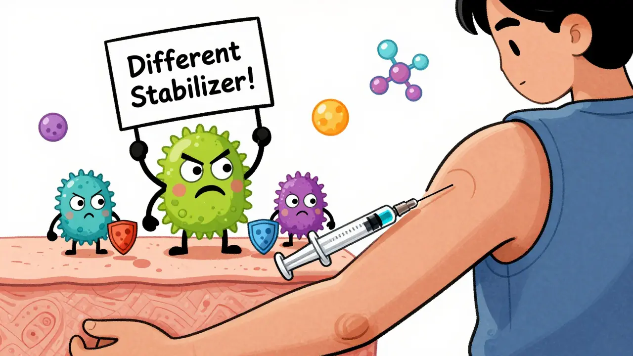 A syringe injecting a drug as angry antibody monsters rise from the skin