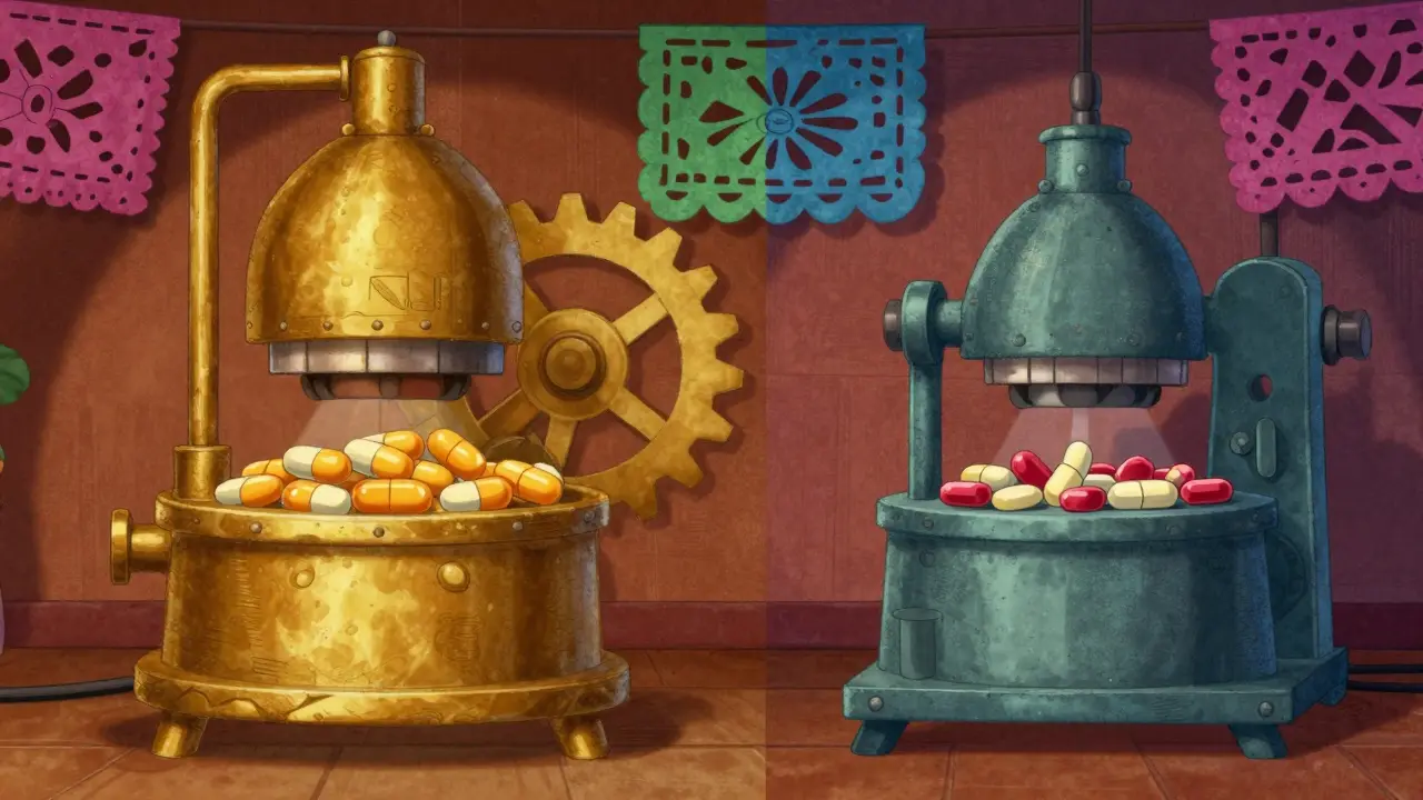 Two production lines making slightly different pills