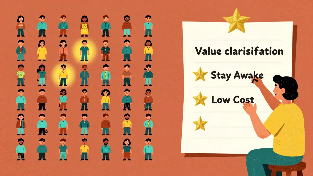 Graphic illustration of a risk icon array and a priority checklist in colorful animation style